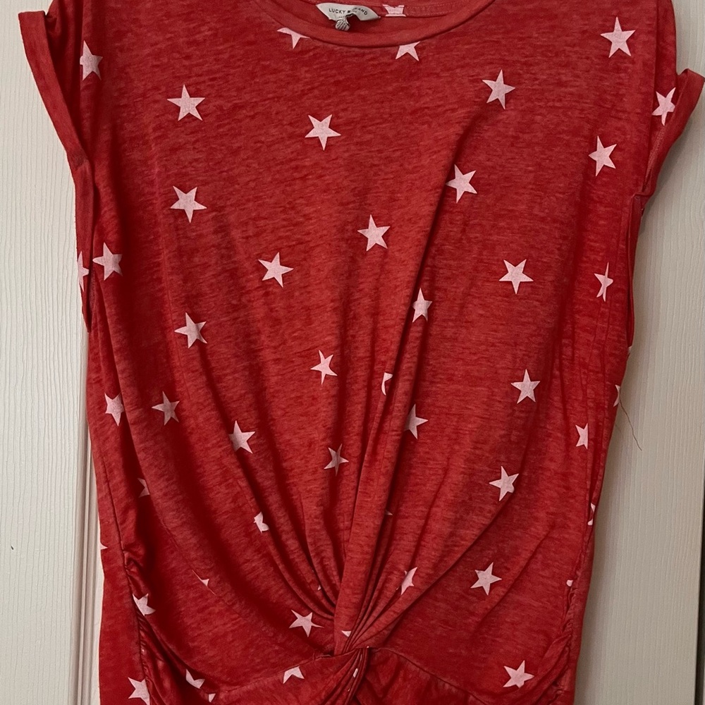 Lucky Red Star Print Women's Top